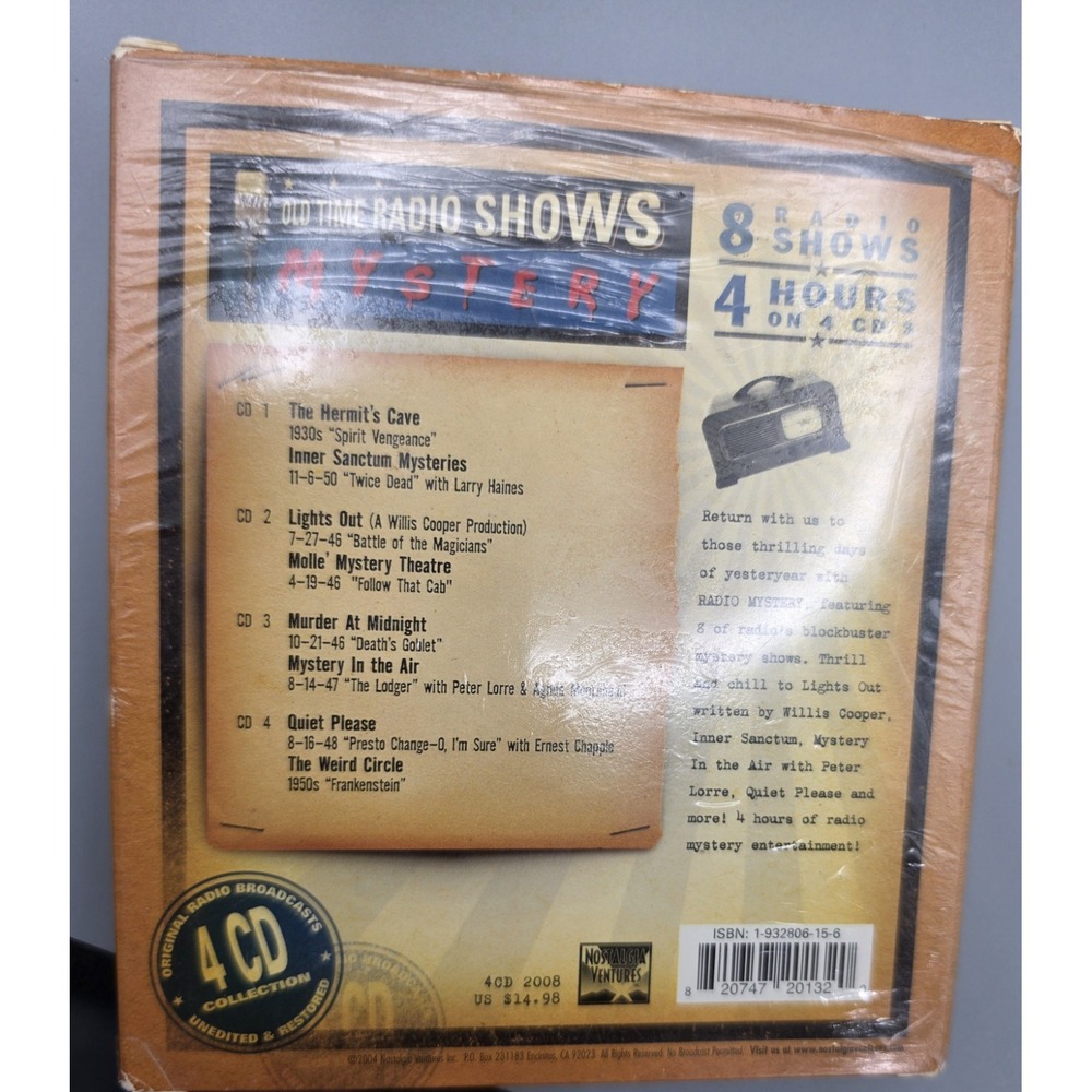 Old Time Radio Shows Mystery 4 CD Collection Nostalgia Ventures Audio Drama - Picture 7 of 9